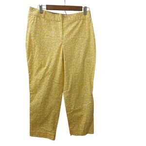 Talbots Yellow White Crop Pants w: Pockets Hem Detail 6